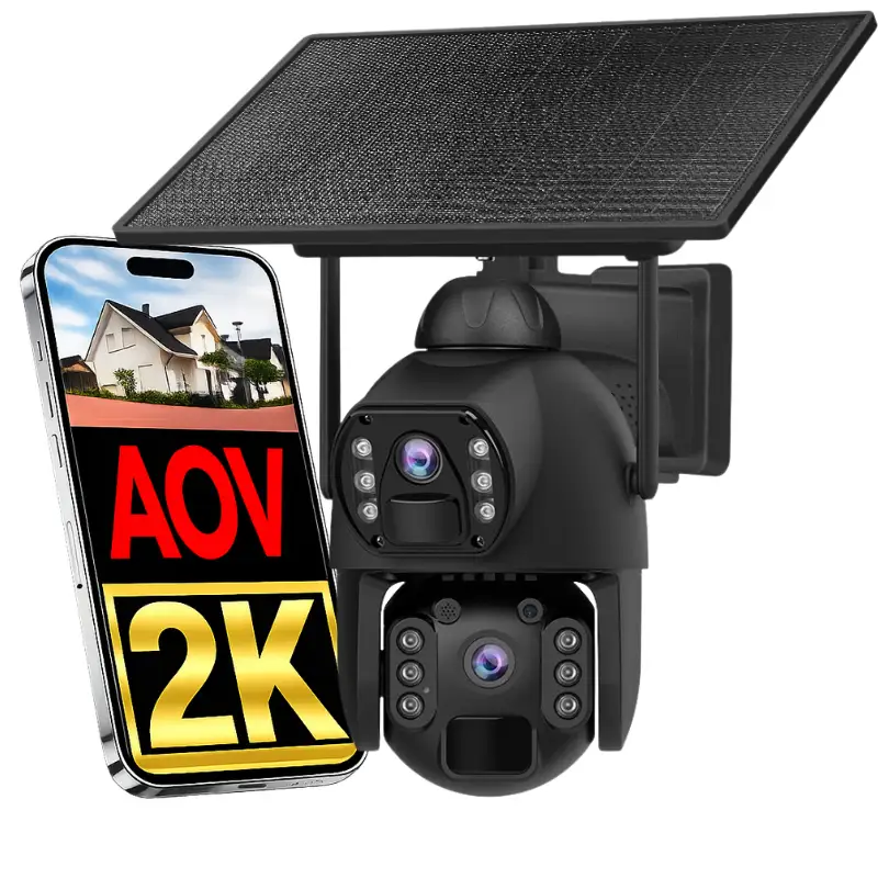 Kamera solarna AOV 4G LTE z dwoma obiektywami i panelem solarnym LEMON